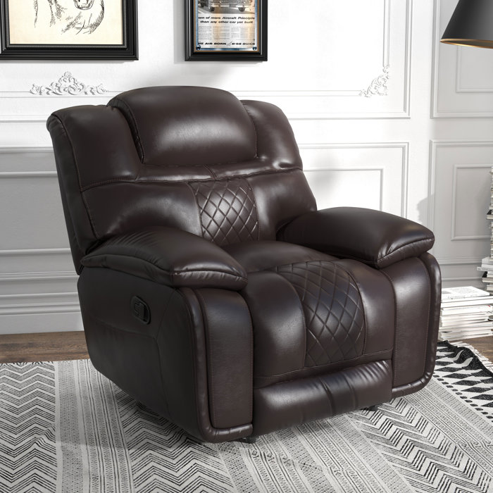 Hokku Designs Jepum Modern Genuine Leather Manual Recliner Chair Sleek Comfortable Adjustable